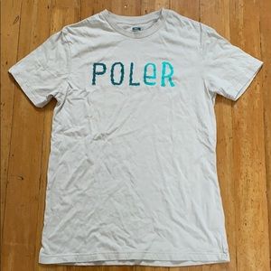 NWOT men poler T-shirt beige green cotton s